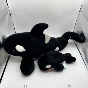 Sea World Orca Whale Plush Lot of 2 SeaWorld Vintage 1987 Shamu Souvenir